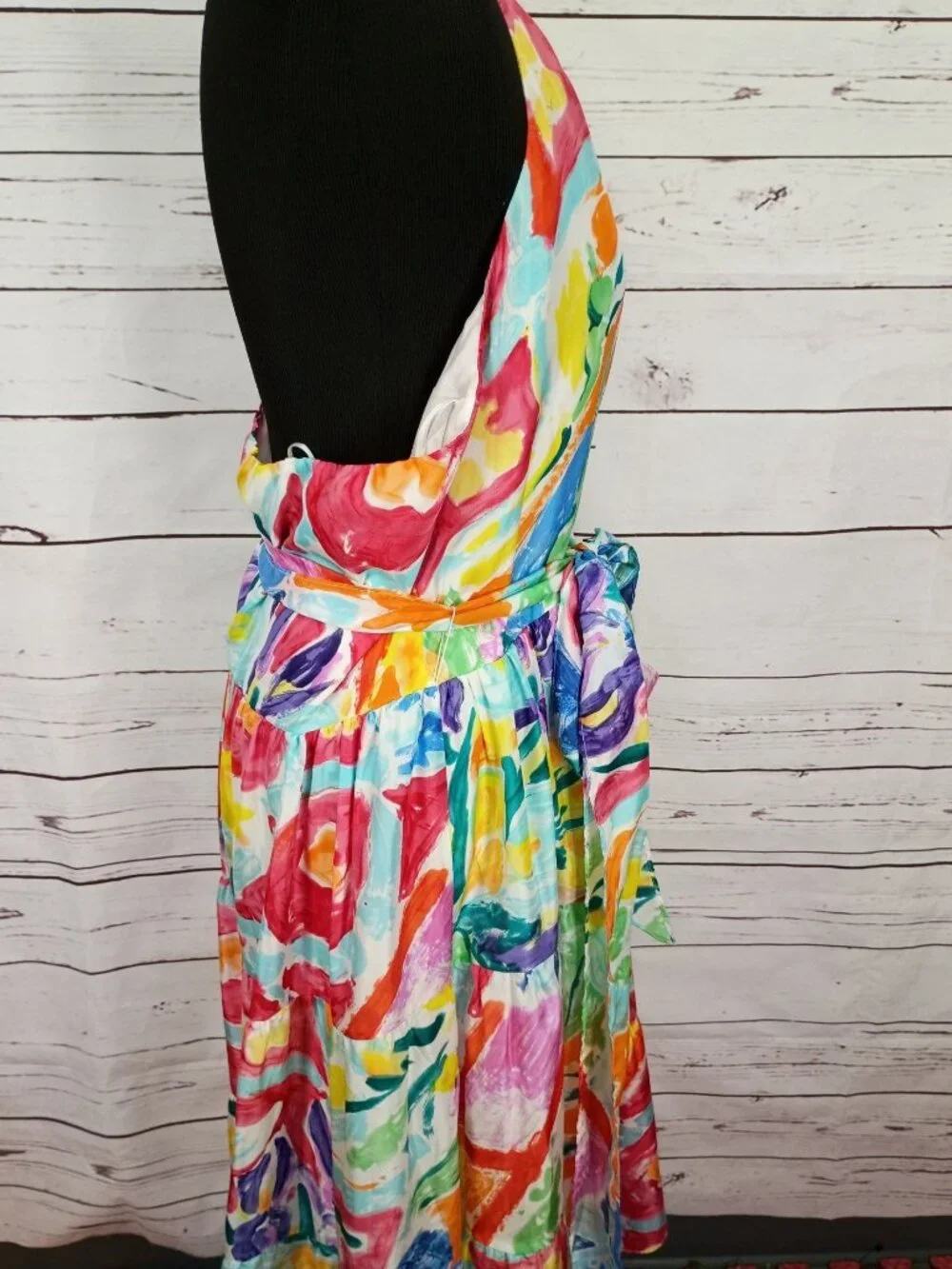 Lauren Ralph Lauren Multicolor Halter Maxi Dress Size 14 100% Silk Floral Abstra